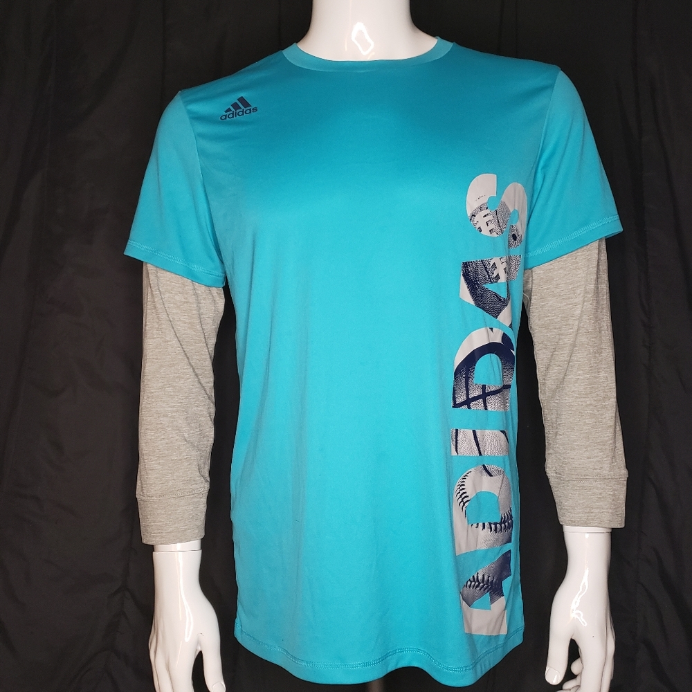 ADIDAS Boys XL (18/20) Logo T - Shirt Turquoise